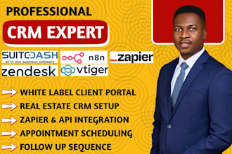 do suitedash client portal n8n automation zendesk vtiger CRM zapier integration