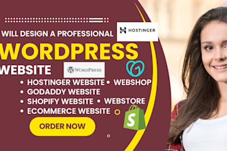 build webstore, webshop, wordpress ecommerce website on hostinger, godaddy, wix