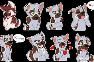 draw custom furry telegram sticker, animated sticker, sticker pack