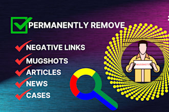 permanently remove mugshots, articles, news, negative links, cases from google