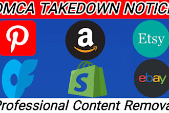 report copyright infringement content of ebay,etsy,shopify, pinterest under dmca
