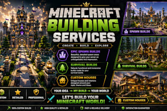 develop minecraft castle spawn house in survival or creative