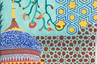 hand painted compositions for textile