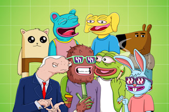 draw funny custom crypto meme coin art for your memecoin website, social media
