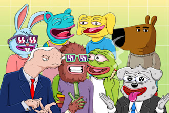 draw funny custom crypto meme coin art for your memecoin website, social media