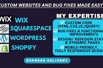 design static and dynamic web pages with custom code for wix wordpress shopify