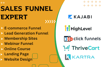 build thrivecart, kajabi, sales funnel, go high level, simvoly, samcart website