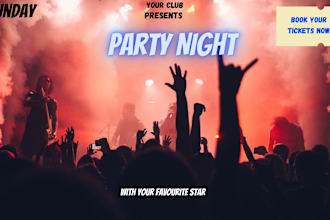 design party flyer, social media post, night club flyer