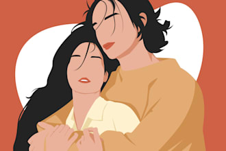 create flat minimalist portrait illustrations