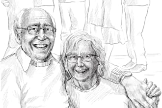 create a fun, sentimental portrait in a hand drawn style