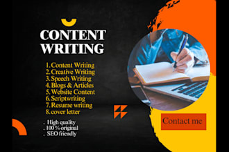 be your speech writer , script writer ,essay writer and copy writer