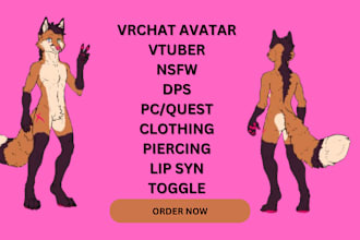 do custom vrchat avatar furry fursona nsfw character 3d vr vrc model vtuber rig