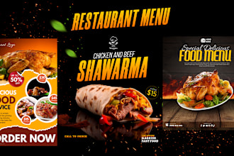 design restaurant and food menu, flyer and menu poster