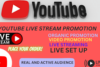 youtube live stream, you tube promotion , live stream