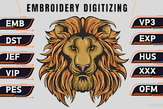 do awesome embroidery digitizing logo in few hours