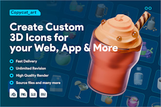 design custom 3d icons for your app, website, UI UX and etc
