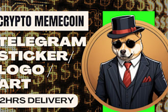 draw crypto memecoin logo, meme telegram sticker, meme game website, gif