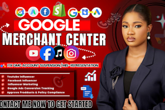 fix google merchant center suspension, misrepresentation, ads setup, fix gmc