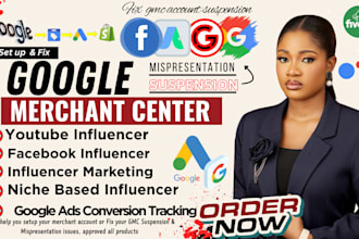 fix google merchant center suspension, misrepresentation, ads setup, fix gmc
