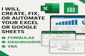 create, fix or automate your excel or google sheets with formulas, dashboard vba