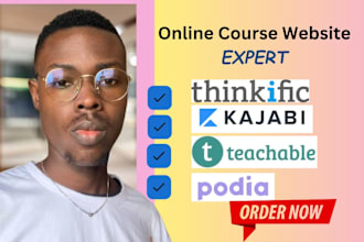 kajabi website design, kajabi sales funnel, thinkific, teachable, podia website