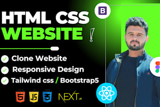 be front end web developer HTML CSS bootstrap figma to react js tailwind css