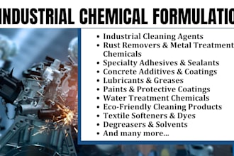 develop industrial and chemical formulation for any products and formula testing