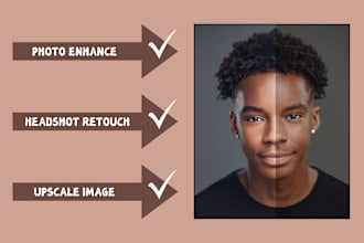 do upscale image, skin retouching, photo enhance, headshot retouch and editing