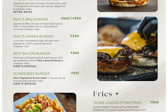 consult and design the best menu for your food venture