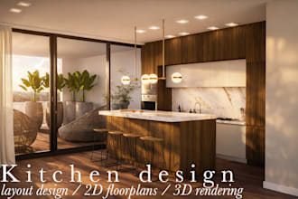 design and layout your kitchen, floorplan and renders
