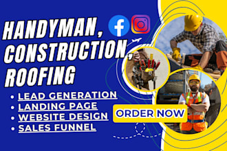 handyman handyman leads handyman website construction roofing leads landing page