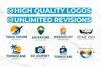 design modern logo for travel, tourism agencies, bloggers