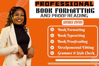 do book formatting, book typesetting, editing and proofreading for amazon KDP