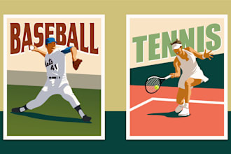 create a travel and sports poster design with a minimalist vintage retro