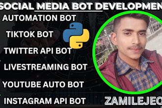 create automated tiktok bot, live streaming bot, instagram api bot, youtube bot