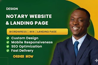 design wordpress notary website, notary landing page, notary website, wix notary