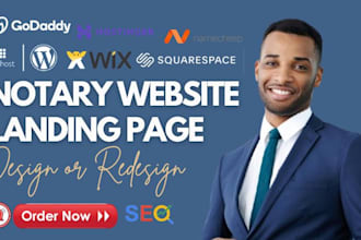 design wordpress notary website, notary landing page, notary website, wix notary