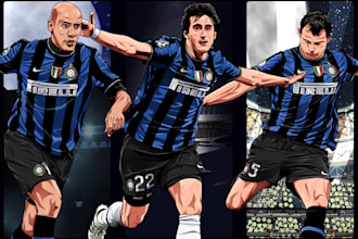 draw stunning cartoon illustration football or all sports