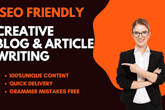 write SEO friendly articles and blogs as a specialist in creative writing