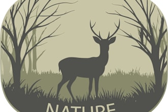 draw wildlife outdoor nature logo or t shirt design