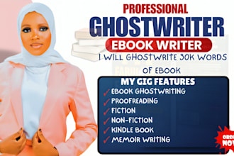 ghostwrite 30k words ebook kindle book writer proofread fiction non fiction book