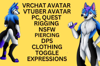 do custom 3d vrchat furry fursona nsfw avatar vr vrc character model vtuber rig