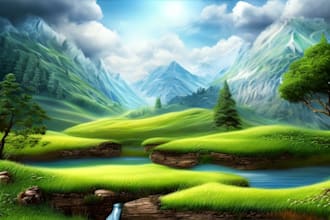 create flat landscape illustration of nature