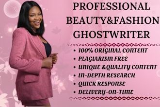 ghostwrite your beauty and fashion ebook, skincare, hair care ebook