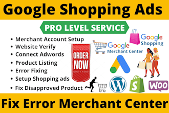 setup google shopping ads and troubleshoot the merchant centre