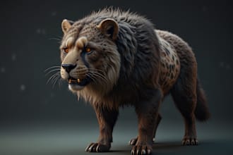do 3d animal model with realistic fur, 3d creature, vfx, xgenhair, skull