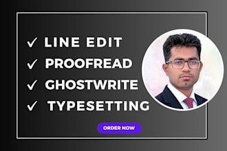 typeset, line edit, proofread or format a copy, e book or manuscript
