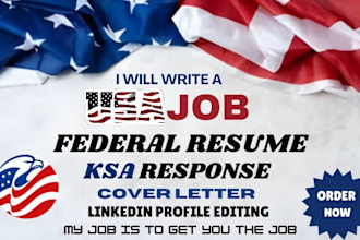 do a resume writing for federal resume, executive, usajobs and cover letter