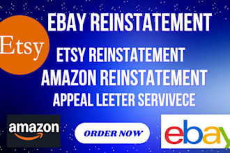ebay account reinstatement appeal letter, reinstate  etsy, amazon appeal letter