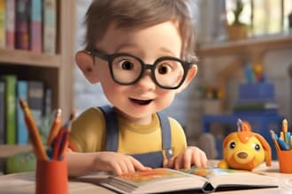 create a children book illustration,  children picture using ai midjourney